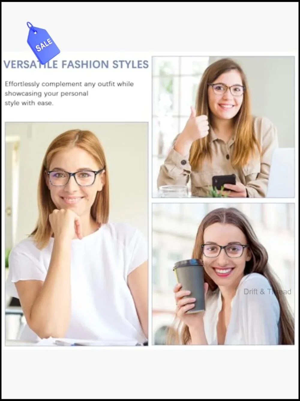 Multifocus Reading Glasses for Women, Blue Light Blocking Progressive Readers,